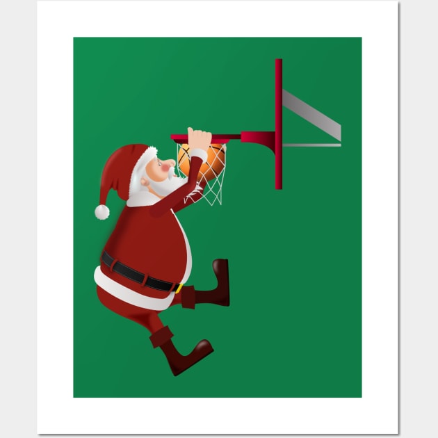 Santa Plays Basketball-Champion Gift Wall Art by MaryMas